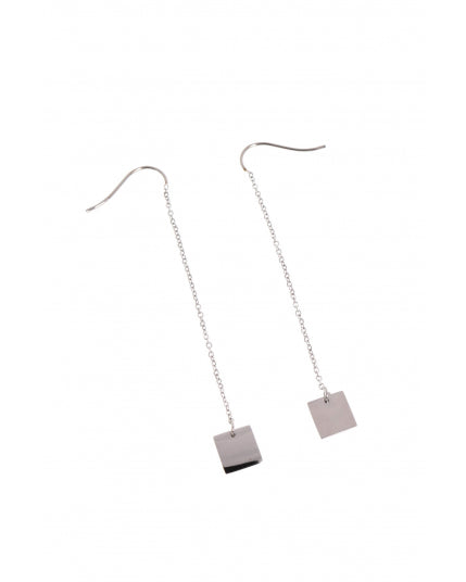 boucle d'oreille crochets chaine carré argent