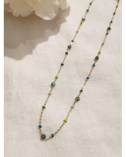 collier bleu vert /doré